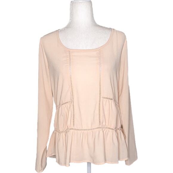 Harlowe & Graham Long Sleeve Tiered Ruffle Hi-Low Top Pink Small - Picture 12 of 12